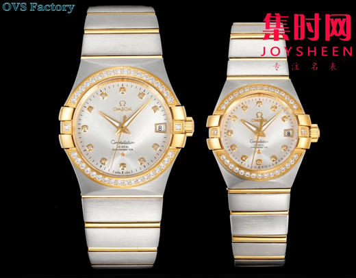 经典传承，卓越新生——欧米茄OVS星座情侣系列 情侣机械腕表 对版摆轮带砝码螺丝 双T黑摆轮 表盘尺寸：男款38mm 女款27mm 商品图1