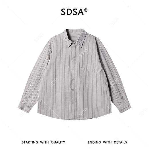 265005SDSA男士春夏新款痞帅男装老钱风商务竖纹设计长袖衬衫百搭宽松 商品图1