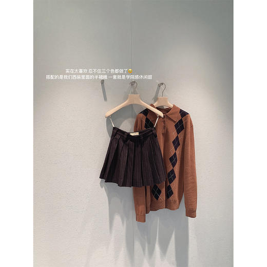 金蘑菇菇 少女时期 miu系格子系列 / 早秋知识分子 100wool开衫 商品图8