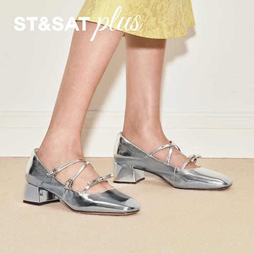 星期六26春新款法式交叉带粗跟玛丽珍SSE1111050 商品图6