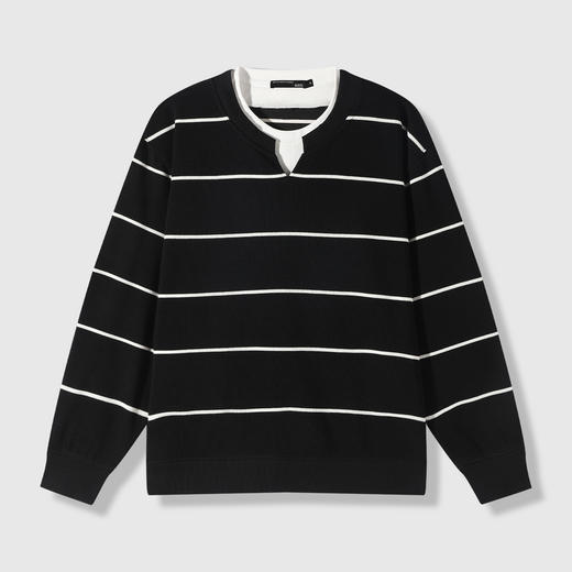 GXG男装【假两件撞色】26春季时尚简约运动休闲百搭男式圆领卫衣K&C 商品图2