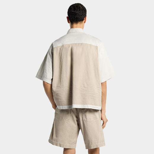 DSQUARED2 男士弹力棉斜纹布短袖衬衫 米色 S74DM0971 S35175 801 商品图1