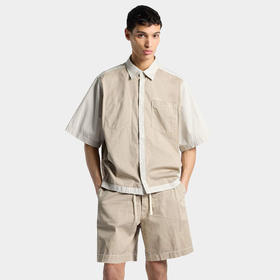 DSQUARED2 男士弹力棉斜纹布短袖衬衫 米色 S74DM0971 S35175 801