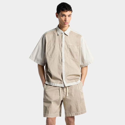 DSQUARED2 男士弹力棉斜纹布短袖衬衫 米色 S74DM0971 S35175 801 商品图0