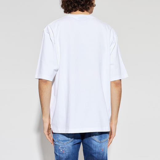 DSQUARED2 男士复古风格图案印花棉质圆领短袖宽松T恤 白色 S74GD1547 D20106 100 商品图2