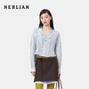 HERLIAN 2026年春季新品蝴蝶结装饰蓝格深V女士长袖衬衫 商品缩略图0