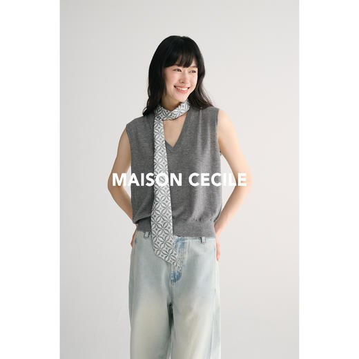 MAISON CECILE 独家定制图案/桑蚕丝双层印花多用途长款飘带/腰带 商品图1