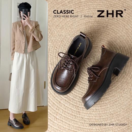 ZHR则则复古厚底5cm增高粗跟乐福鞋2026春季新款轻便通勤百搭单鞋 商品图1