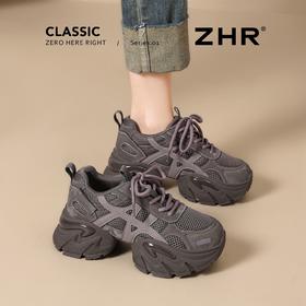 ZHR【增高5.5cm】厚底老爹鞋女春季透气运动鞋小个子内增高休闲鞋