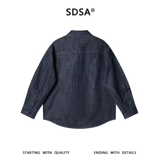 SDSA男士春夏新款痞帅男装潮牌复古百搭翻领牛仔衬衫时尚简约衬衣 商品图5