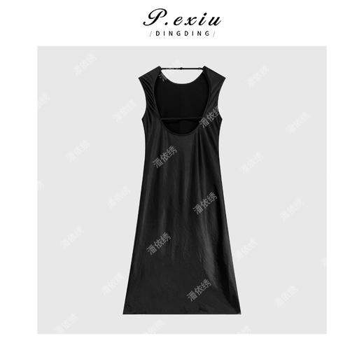 04-1潘依绣丁丁宠粉【黑色舞曲】露背绸面光泽感套头无袖连衣裙W-62939 商品图2