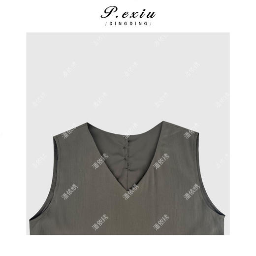 04-1潘依绣丁丁宠粉法式V领腰部设计无袖连衣裙Q39771 商品图2