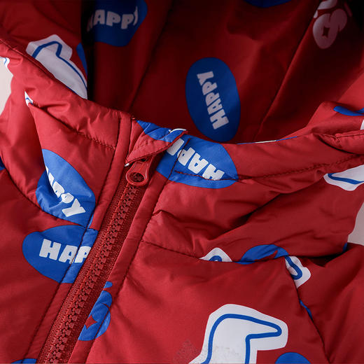 【新年】棉花堂童装儿童红色棉服冬季新款连帽加厚棉袄拜年服外套FA52287 商品图7