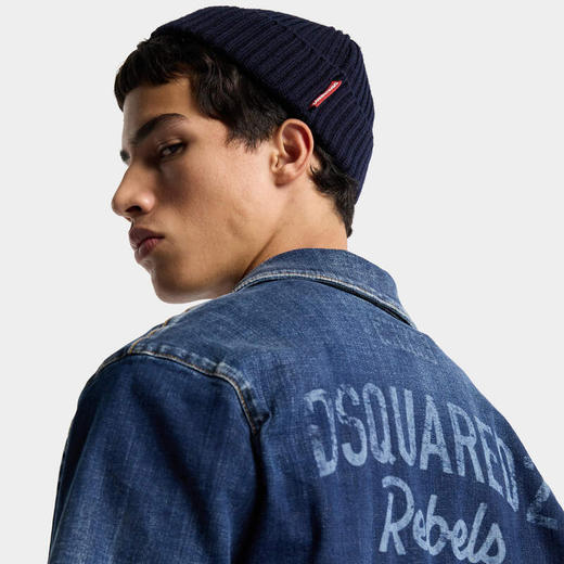 DSQUARED2 男士字母徽标印花牛仔短袖polo衫 藏蓝色 S74DM1027 S30664 470 商品图4