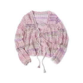 【林栖设计小店】春色写意|镂空肌理珠片优雅百搭多色2026春新款毛织外套T1961383