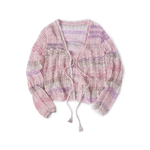 【林栖设计小店】春色写意|镂空肌理珠片优雅百搭多色2026春新款毛织外套T1961383 商品图0