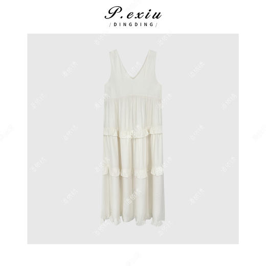 04-1潘依绣丁丁宠粉法式重工拼接V领无袖连衣裙Q6954 商品图1