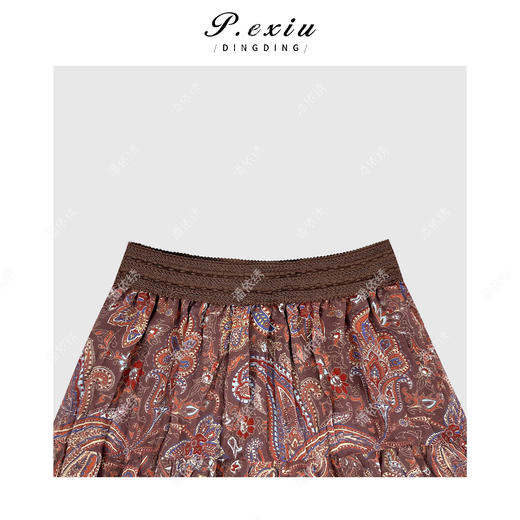 04-1潘依绣丁丁宠粉重工压皱印花松紧腰半身裙Q9951 商品图2