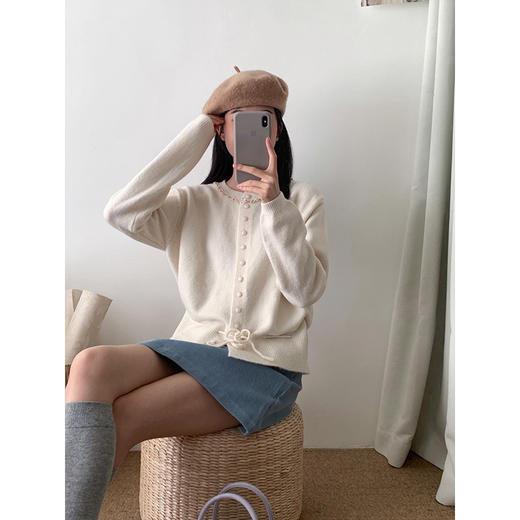 蕾丝抽绳开衫毛衣-纪念日百货门店同款169245062 商品图1