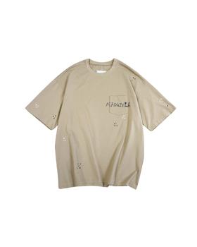 男款全棉涂鸦做旧短袖T恤zh016