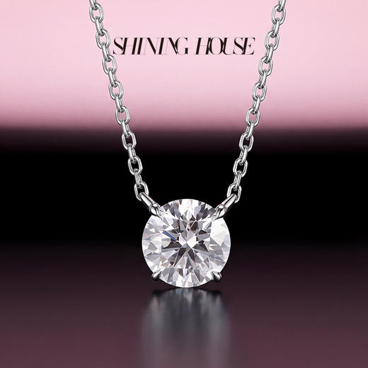【预售】ShiningHouse[培育] 18k金钻石项链 圆钻形1克拉钻人工真钻人造钻石K金项链可调节简约四爪钻石项链悦己送礼臻选【此商品不支持7天无理由退货退款】预计3日发货 商品图3