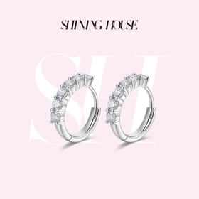 【预售】ShiningHouse[培育] 18k金钻石耳饰 圆钻形人工真钻人造钻石K金耳圈排钻耳环时尚钻石耳饰耳环悦己送礼臻选【此商品不支持7天无理由退货退款】预计3日发货