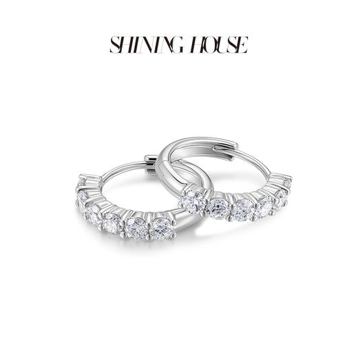 【预售】ShiningHouse[培育] 18k金钻石耳饰 圆钻形人工真钻人造钻石K金耳圈排钻耳环时尚钻石耳饰耳环悦己送礼臻选【此商品不支持7天无理由退货退款】预计3日发货 商品图2