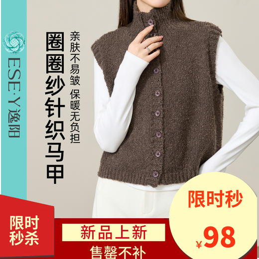 【软糯-针织马甲】逸阳秋冬慵懒风叠穿好搭立领上衣5372 商品图0