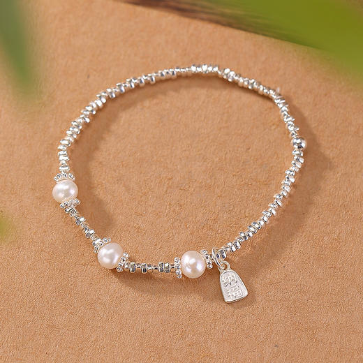 【云海微光】S925纯银珍珠碎银纳福手链【CW-SL11592】 商品图0