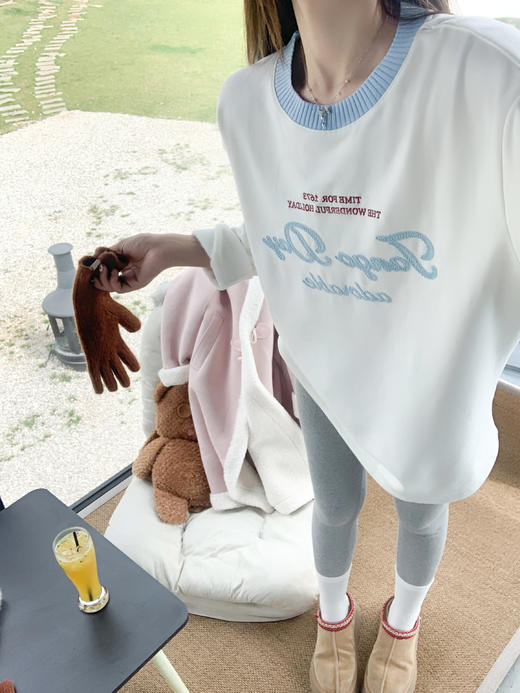 <曾小咸推荐>2.11现货秒杀 ！微信超特价！2色磨毛芭比裤 日常119.99 立减60 秒杀59.99！！字母绣花加绒T恤秒杀79.99！！ 商品图7