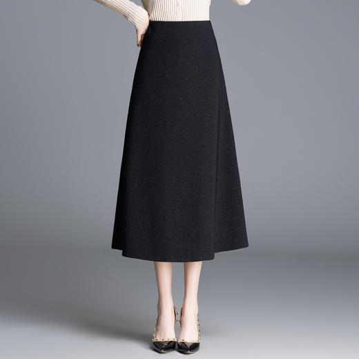 「自」全新升级【铂金会员128/天猫169/差价41】(24257)洛诗琳百搭时尚细闪半身裙2026春季中长裙高腰大摆A字裙 商品图1