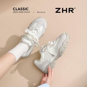 ZHR真皮舒适德训鞋厚底增高运动休闲鞋2026春秋新款百搭阿甘鞋女