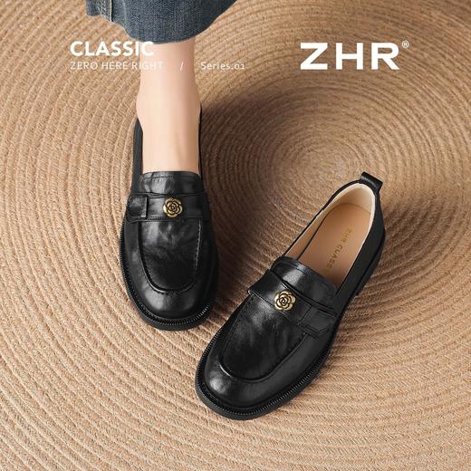 ZHR则则头层羊皮山茶花复古乐福鞋女2026新款舒适柔软平底小皮鞋 商品图4