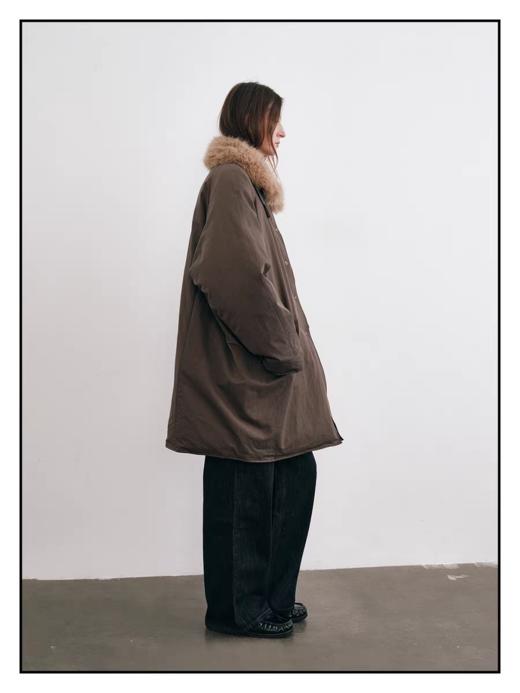 shyshystill/shy202509004/可拆卸挡风毛领中长款双色羽绒服 商品图4