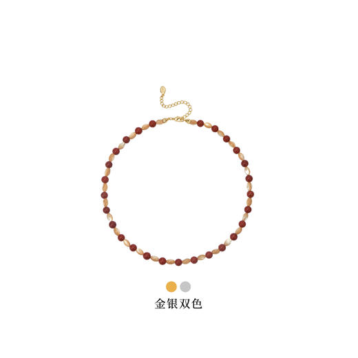 Neverfar 跃马逐光系列山海印记贝母红石串珠项链 商品图1