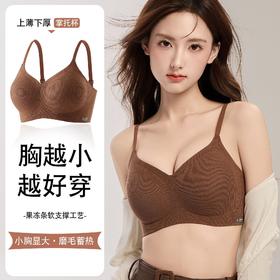 【小胸显大❗️磨毛柔软】暖肌轻柔磨毛条纹杯内衣女小胸聚拢显胸大提拉软支撑防下垂文胸罩。jc