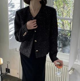 重磅渠道    linton金扣粗花呢   黑金短款粗花呢   羊毛棉真丝