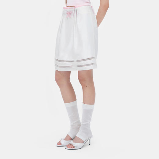HERLIAN 2026年春季新品腰头抽褶设计白粉蝴蝶结A字裙女士半裙 商品图1