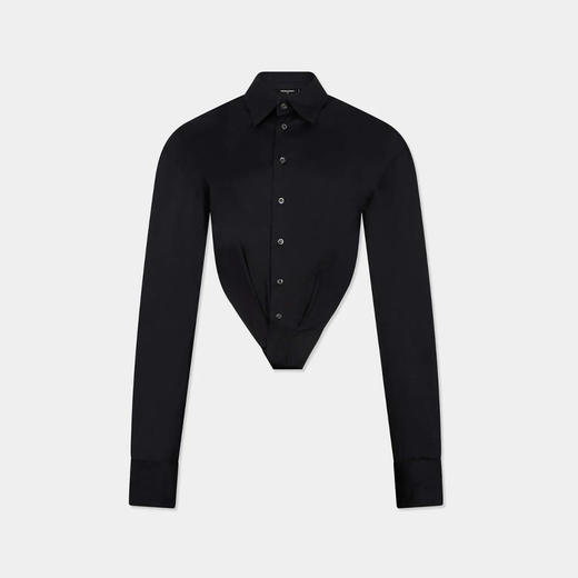 DSQUARED2 女士混纺棉质深V领长袖衬衫 黑色 S72DL0779 S44131 900 商品图0