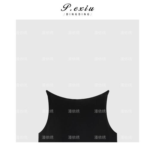 04-1潘依绣丁丁宠粉极简一字领拼接假两件吊带连衣裙Q18374 商品图2