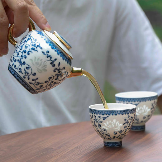 玉柏心如莲花一壶两杯旅行茶具 商品图0