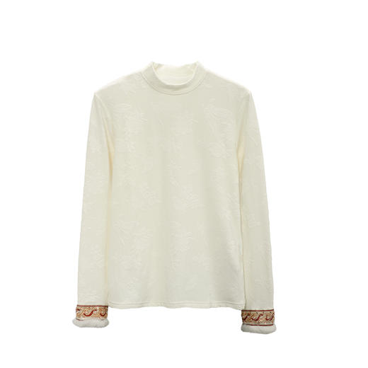 【国风打底衫】国风内搭半高领优雅新中式刺绣上衣S29A54116Z南宋 商品图4