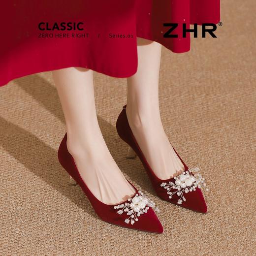 ZHR则则法式气质婚鞋女鞋2026新款6cm增高珠花高跟鞋结婚宴会伴娘 商品图5