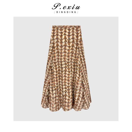 04-1潘依绣丁丁宠粉不规则下摆印花拼接半身裙Q7841 商品图0