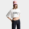 DSQUARED2 女士字母徽标印花棉质圆领短袖短款T恤 S73GC0309 D20033 100 商品缩略图0