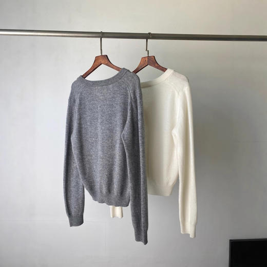 贝壳扣毛衣！26秋冬新款格雷系套头羊毛针织衫纽扣门襟V领上衣！ 商品图4