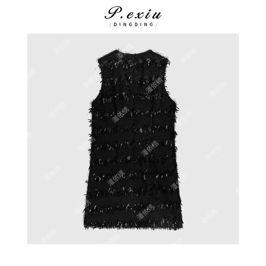 04-3潘依绣丁丁宠粉精致高级亮片流苏小香风无袖连衣裙Q49810 商品图1