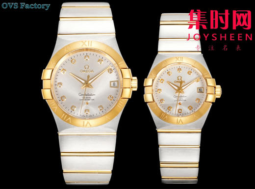 经典传承，卓越新生——欧米茄OVS星座情侣系列 情侣机械腕表 对版摆轮带砝码螺丝 双T黑摆轮 表盘尺寸：男款38mm 女款27mm 商品图1