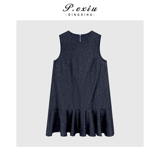 04-3潘依绣丁丁宠粉极简风减龄圆领无袖连衣裙Q2215 商品图0