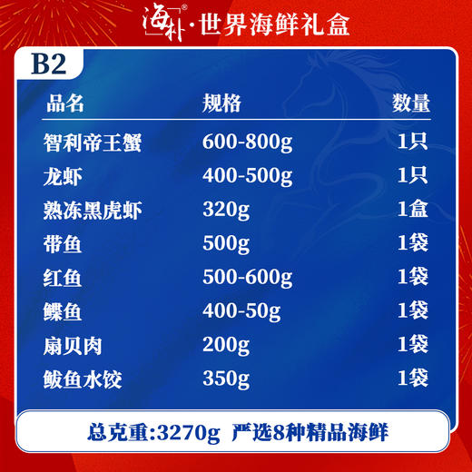 【帝王蟹龙虾】海朴海狸先生B2年货海鲜礼盒8种精品海鲜大礼包zb 商品图2